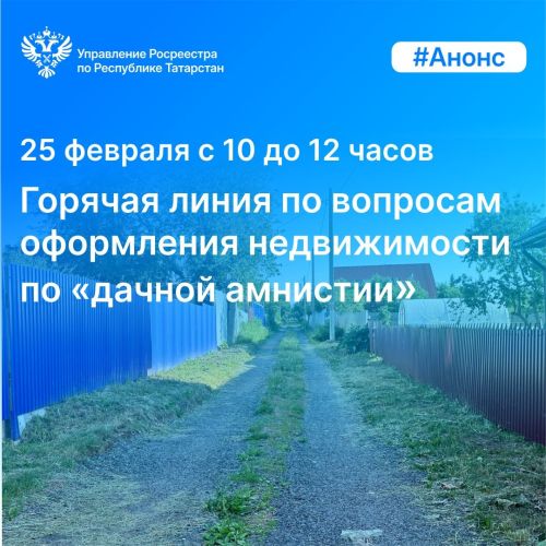Росреестр Татарстана проведет горячую линию по «дачной амнистии»