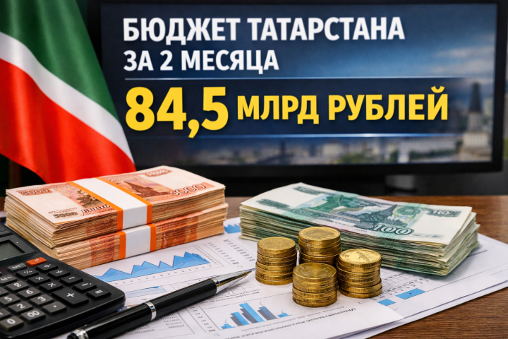 Бюджет Татарстана за два месяца пополнился на 84,5 млрд рублей