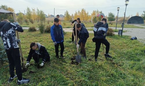 Зеленая инициатива: учащиеся Круглого Поля высадили деревья в парке