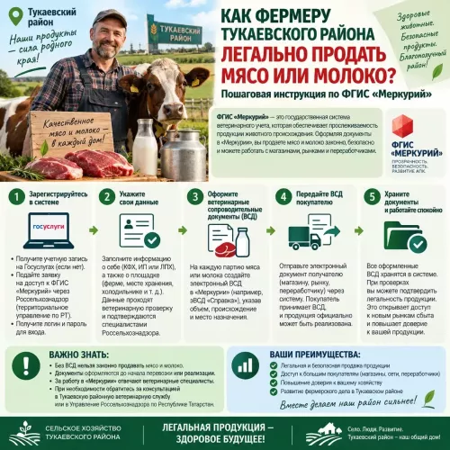Как фермеру Тукаевского района легально продать мясо или молоко?
