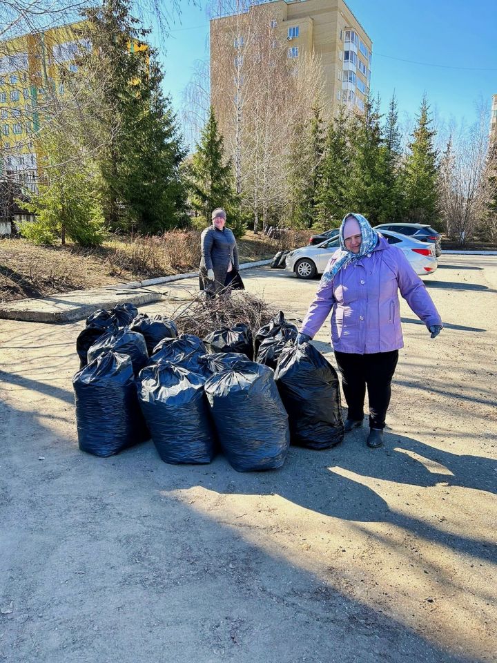 Сегодня  на субботник по очистке прилегающей к зданию территории вышли активные участники экологических мероприятий -  коллектив «Тукаевской ЦРБ»