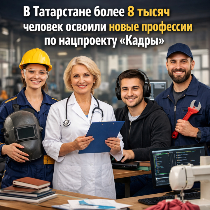 В Татарстане более 8 тысяч человек освоили новые профессии по нацпроекту «Кадры»